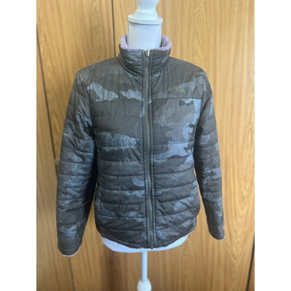 THE NORTH FACE REVERSIBLE MOSSBUD SWIRL JACKET GIRLS SIZE L